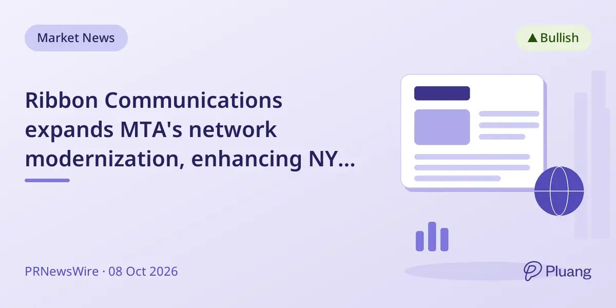 Ribbon Communications expands MTA's network modernization, enhancing NYC transit communications.