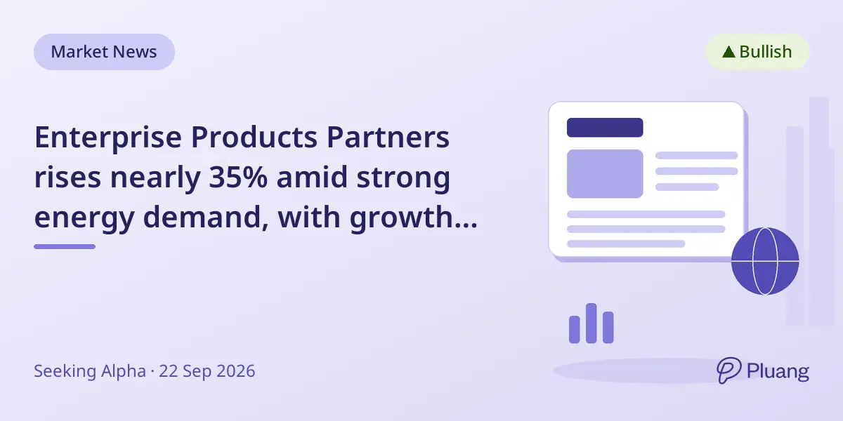 Enterprise Products Partners rises nearly 35% amid strong energy demand, with growth potential tied to energy trends.