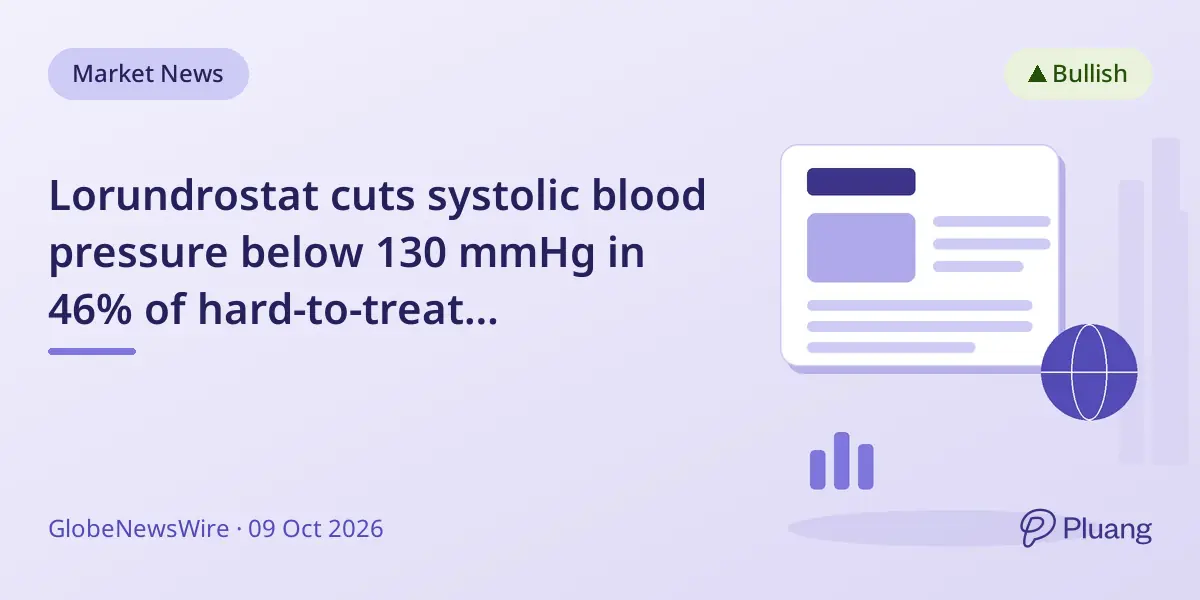 Lorundrostat cuts systolic blood pressure below 130 mmHg in 46% of hard-to-treat hypertension patients at 12 weeks