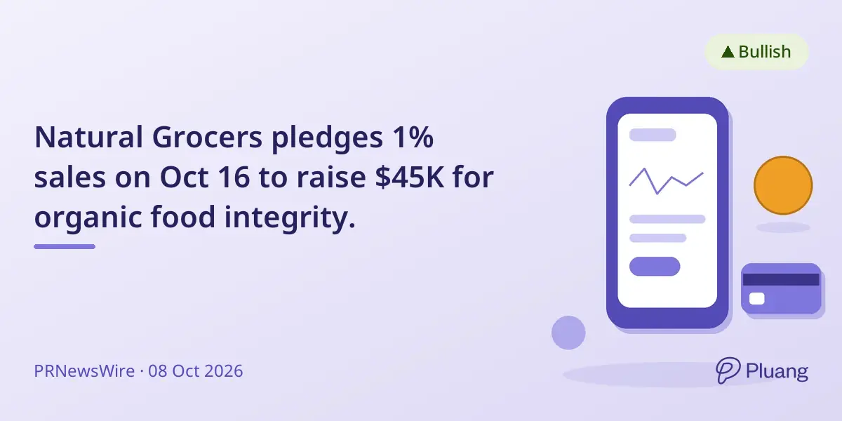 Natural Grocers pledges 1% sales on Oct 16 to raise $45K for organic food integrity.
