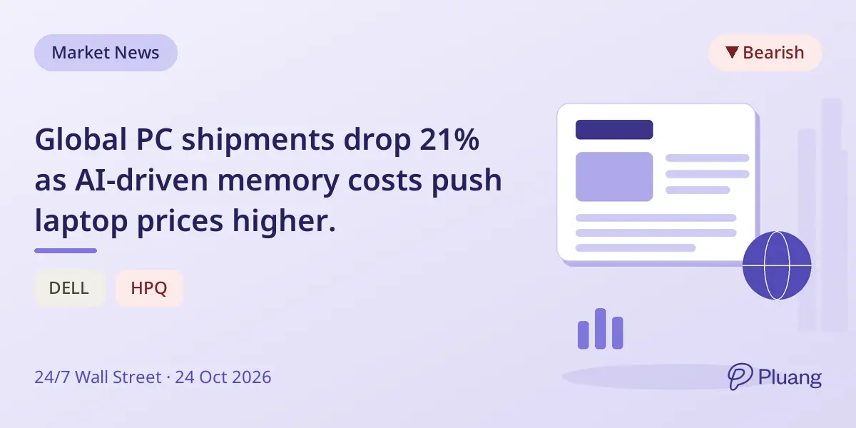 Global PC shipments drop 21% as AI-driven memory costs push laptop prices higher.