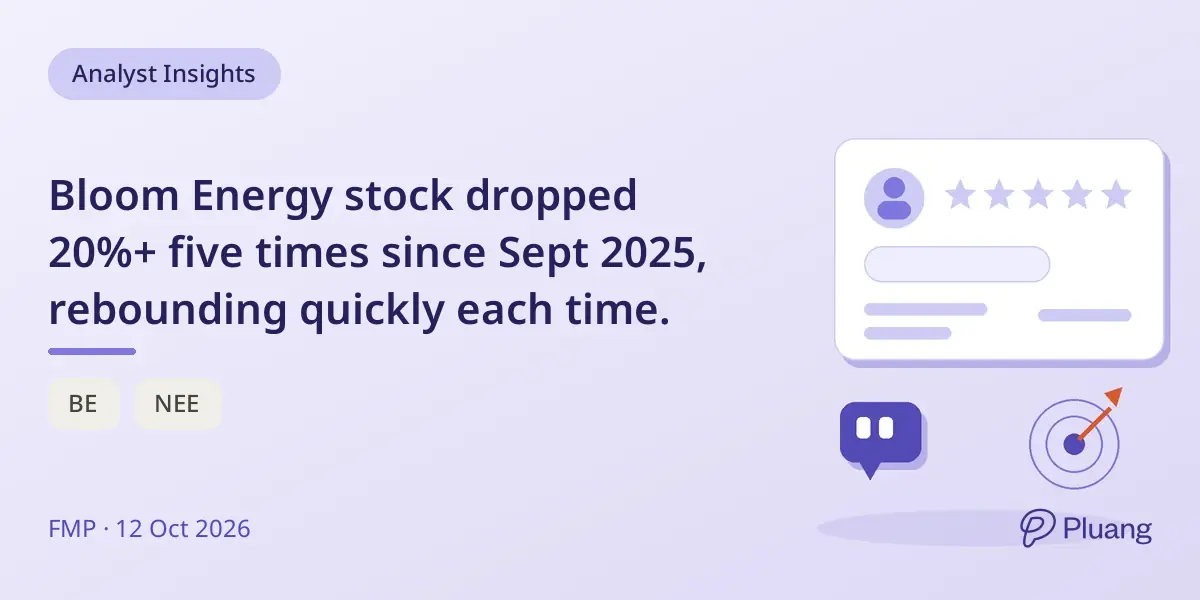 Bloom Energy stock dropped 20%+ five times since Sept 2025, rebounding quickly each time.