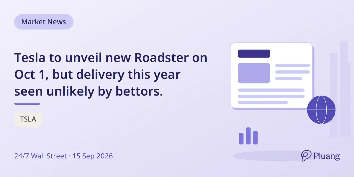 Tesla to unveil new Roadster on Oct 1, but delivery this year seen unlikely by bettors.