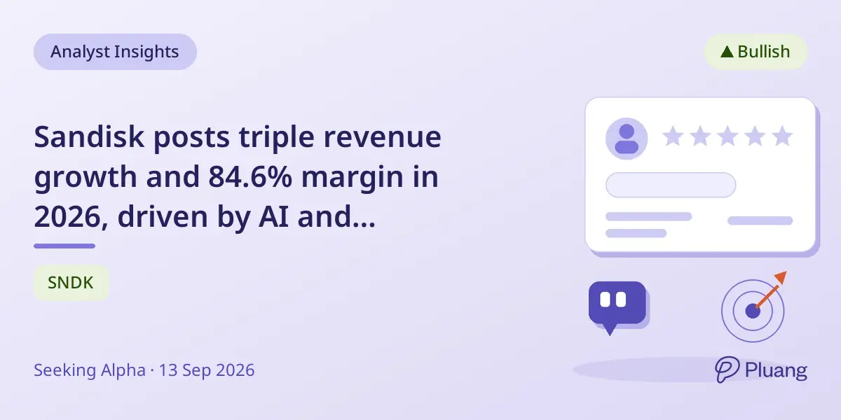 Sandisk posts triple revenue growth and 84.6% margin in 2026, driven by AI and datacenter demand.