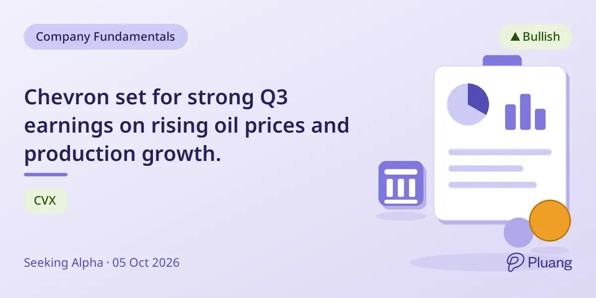 Chevron set for strong Q3 earnings on rising oil prices and production growth.