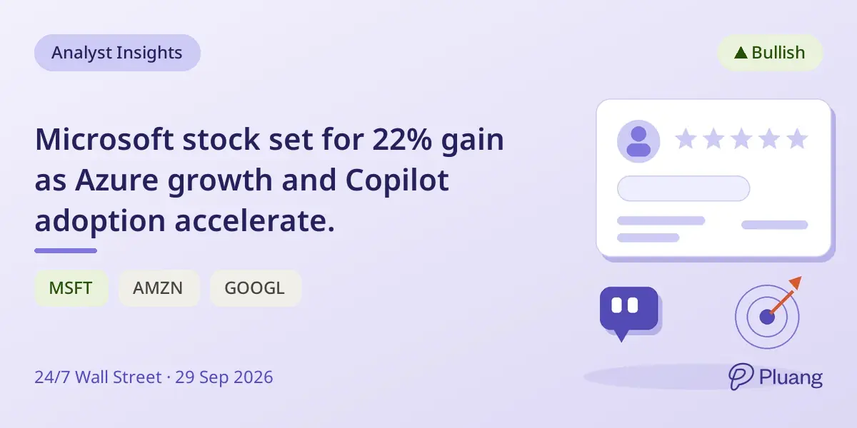 Microsoft stock set for 22% gain as Azure growth and Copilot adoption accelerate.