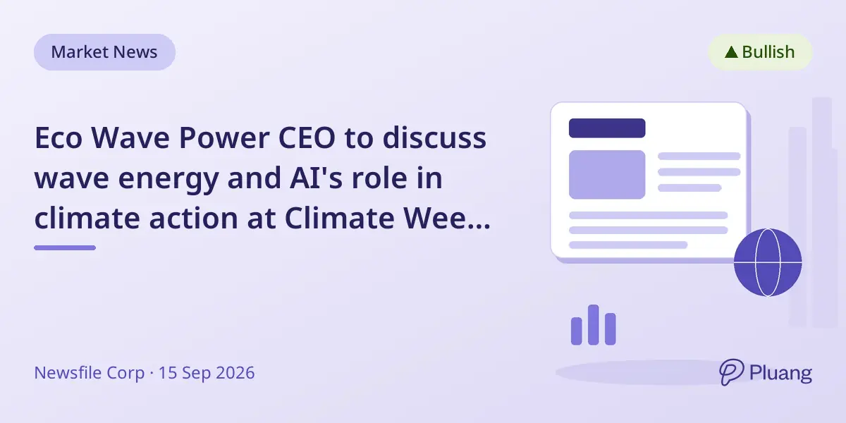 Eco Wave Power CEO to discuss wave energy and AI's role in climate action at Climate Week NYC