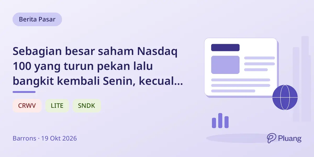 Sebagian besar saham Nasdaq 100 yang turun pekan lalu bangkit kembali Senin, kecuali CoreWeave yang terus turun.