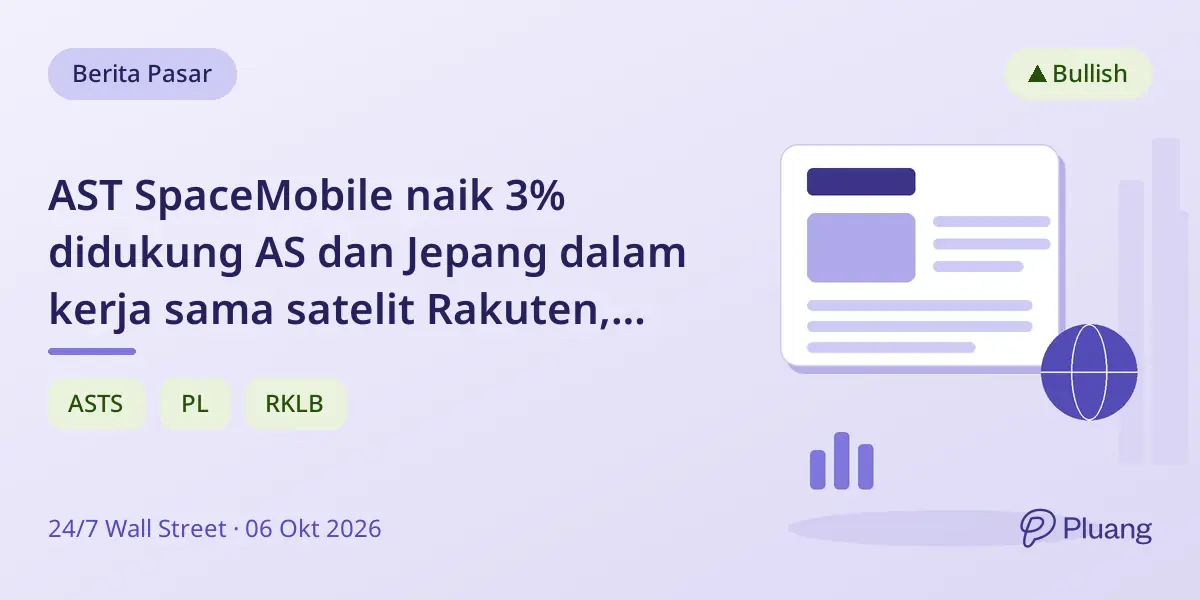 AST SpaceMobile naik 3% didukung AS dan Jepang dalam kerja sama satelit Rakuten, dorong saham ruang angkasa.