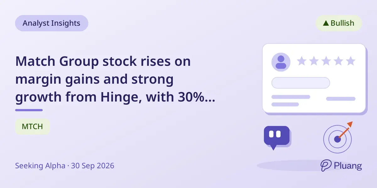 Match Group stock rises on margin gains and strong growth from Hinge, with 30% upside potential.
