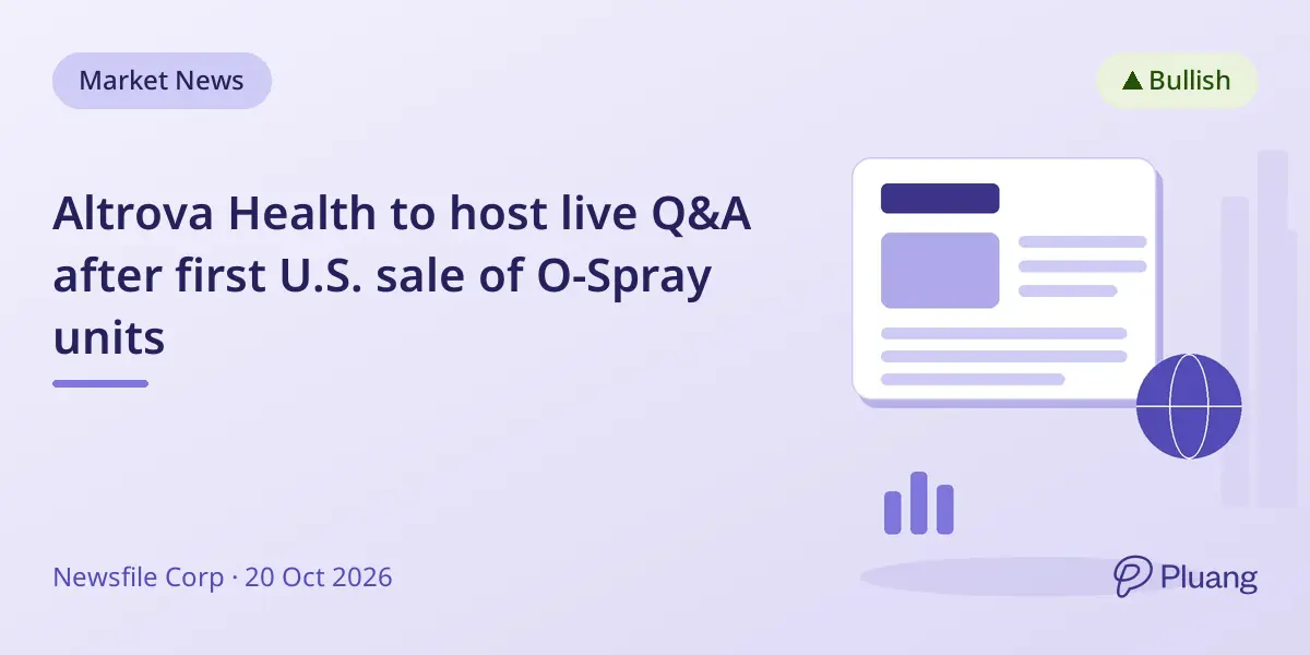 Altrova Health to host live Q&A after first U.S. sale of O-Spray units