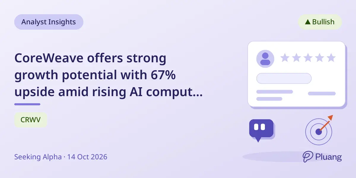 CoreWeave offers strong growth potential with 67% upside amid rising AI compute demand and solid backlog.