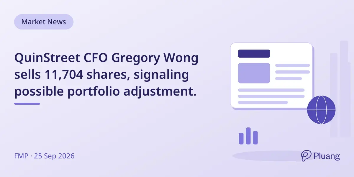 QuinStreet CFO Gregory Wong sells 11,704 shares, signaling possible portfolio adjustment.