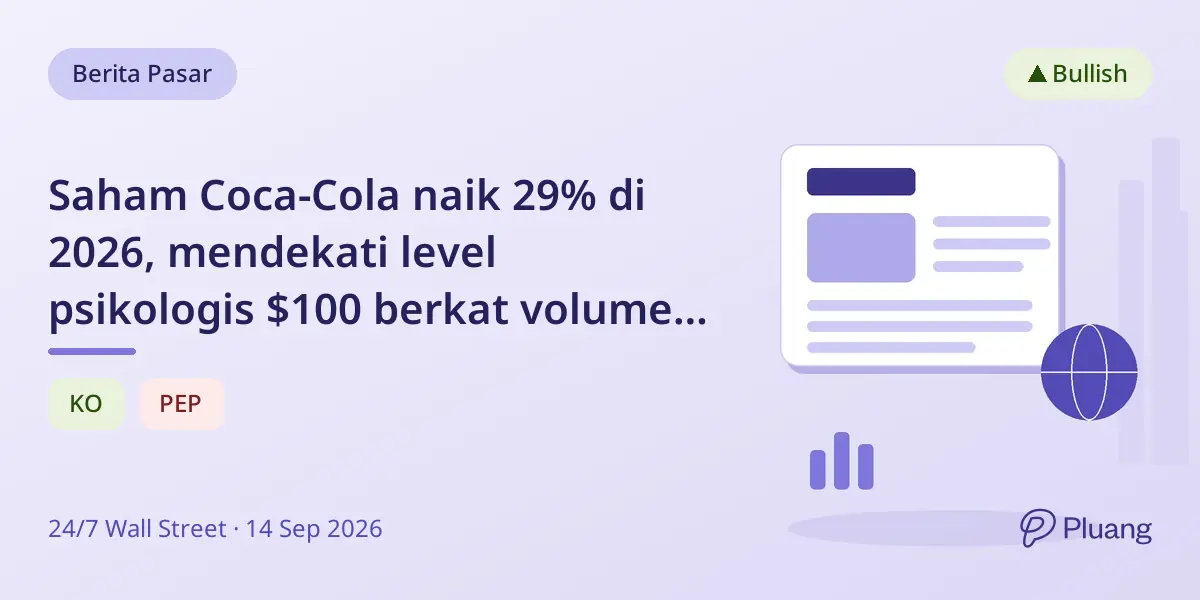 Saham Coca-Cola naik 29% di 2026, mendekati level psikologis $100 berkat volume kuat dan panduan naik.