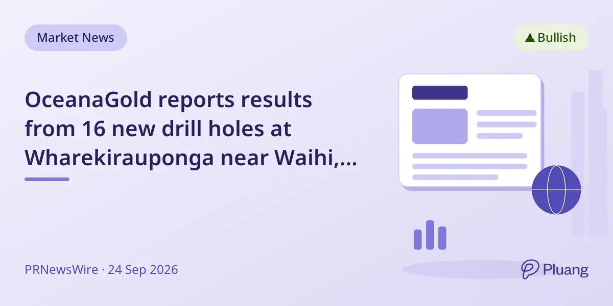 OceanaGold reports results from 16 new drill holes at Wharekirauponga near Waihi, NZ.