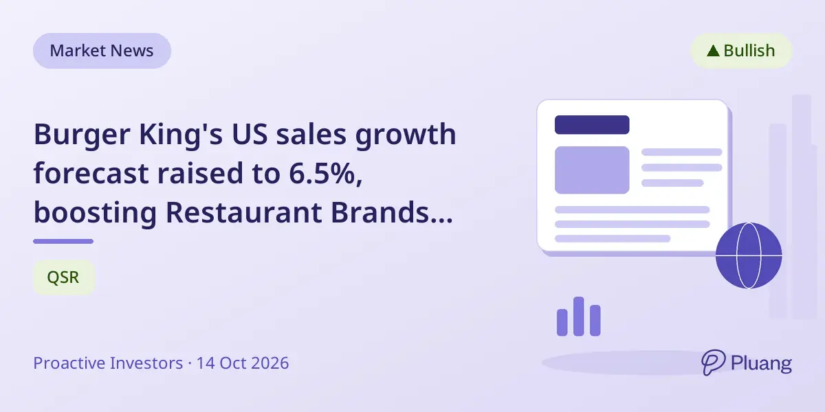 Burger King's US sales growth forecast raised to 6.5%, boosting Restaurant Brands International outlook.