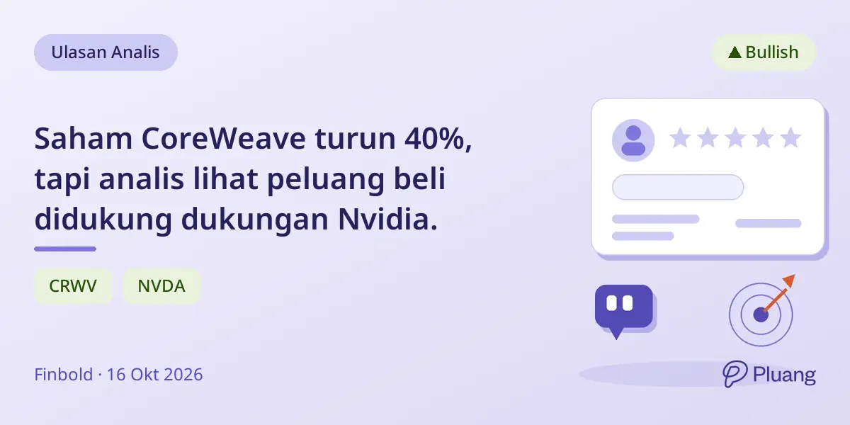 Saham CoreWeave turun 40%, tapi analis lihat peluang beli didukung dukungan Nvidia.
