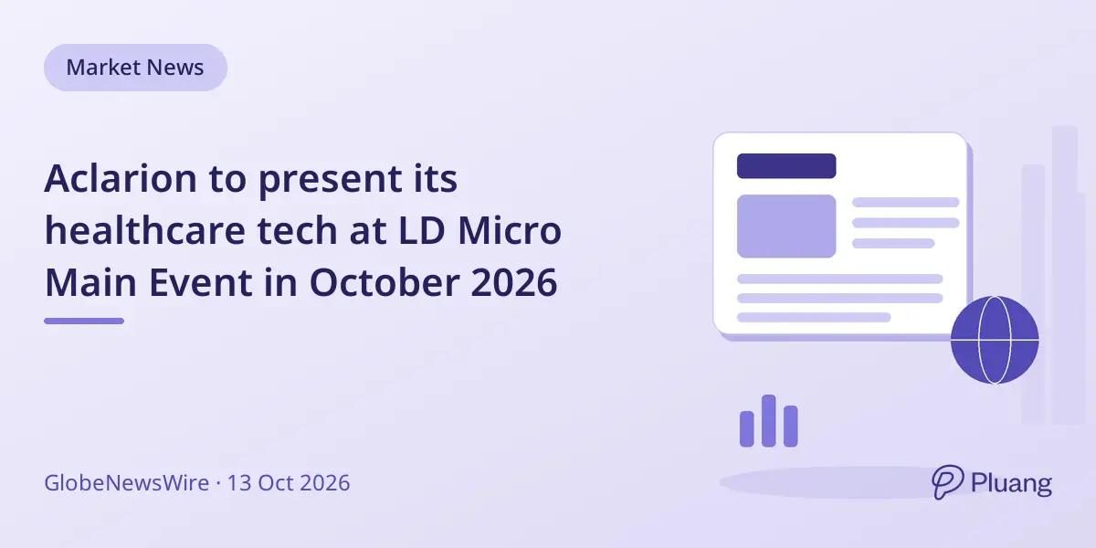 Aclarion to present its healthcare tech at LD Micro Main Event in October 2026
