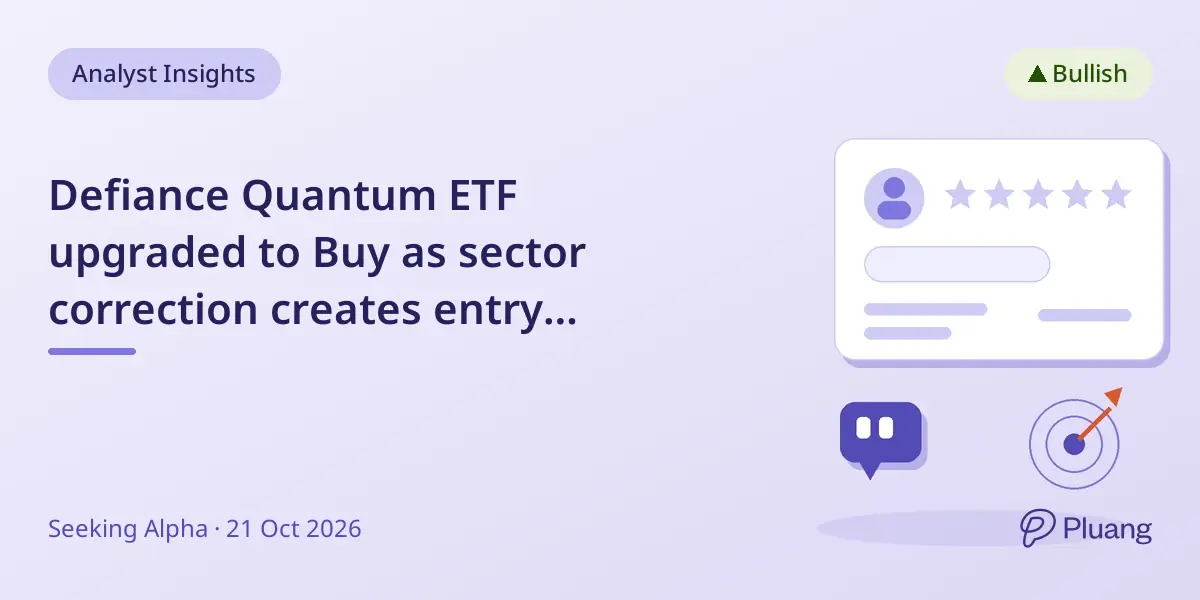 Defiance Quantum ETF upgraded to Buy as sector correction creates entry opportunity with balanced quantum exposure.