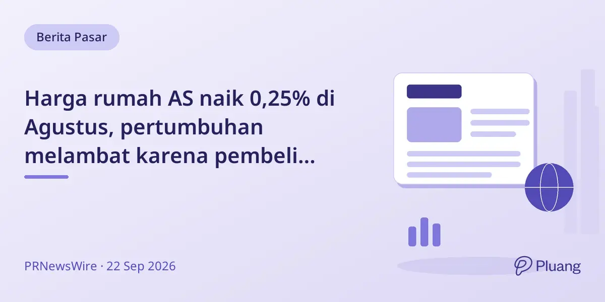 Harga rumah AS naik 0,25% di Agustus, pertumbuhan melambat karena pembeli makin berkuasa.