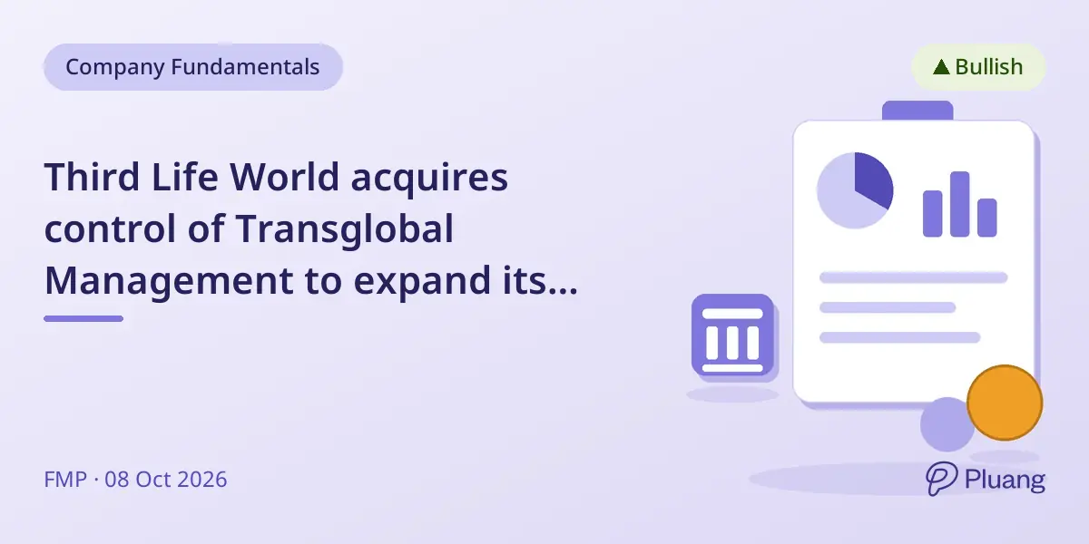 Third Life World acquires control of Transglobal Management to expand its AI-agent blockchain platform.