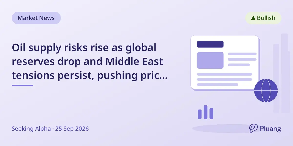 Oil supply risks rise as global reserves drop and Middle East tensions persist, pushing prices higher.