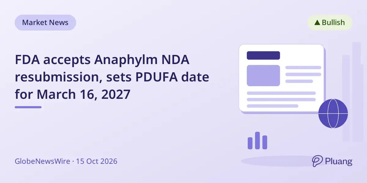 FDA accepts Anaphylm NDA resubmission, sets PDUFA date for March 16, 2027