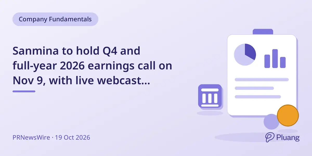 Sanmina to hold Q4 and full-year 2026 earnings call on Nov 9, with live webcast available.