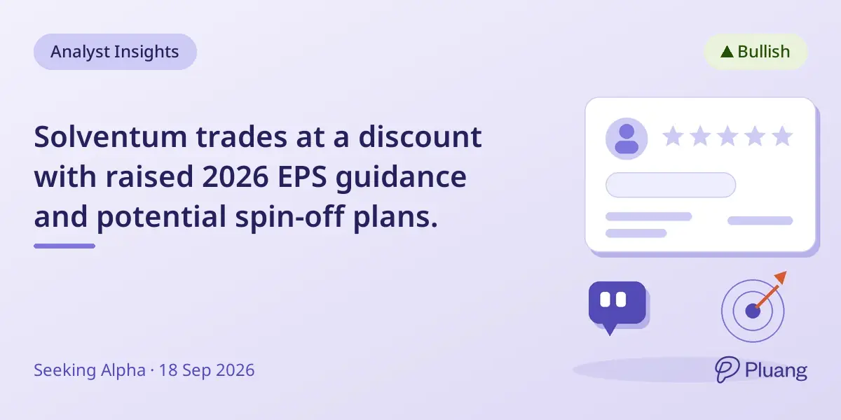 Solventum trades at a discount with raised 2026 EPS guidance and potential spin-off plans.