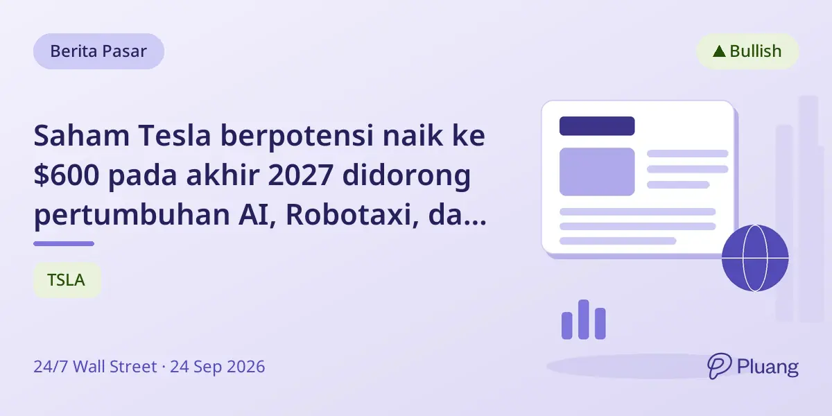 Saham Tesla berpotensi naik ke $600 pada akhir 2027 didorong pertumbuhan AI, Robotaxi, dan energi.