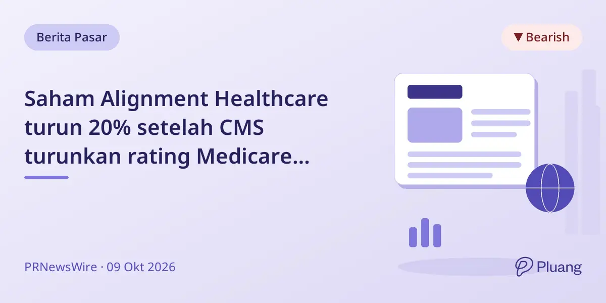 Saham Alignment Healthcare turun 20% setelah CMS turunkan rating Medicare Advantage utama jadi 3,5 bintang.