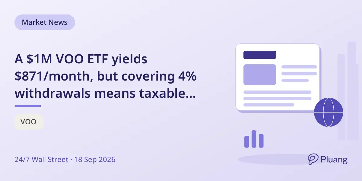 A $1M VOO ETF yields $871/month, but covering 4% withdrawals means taxable share sales.