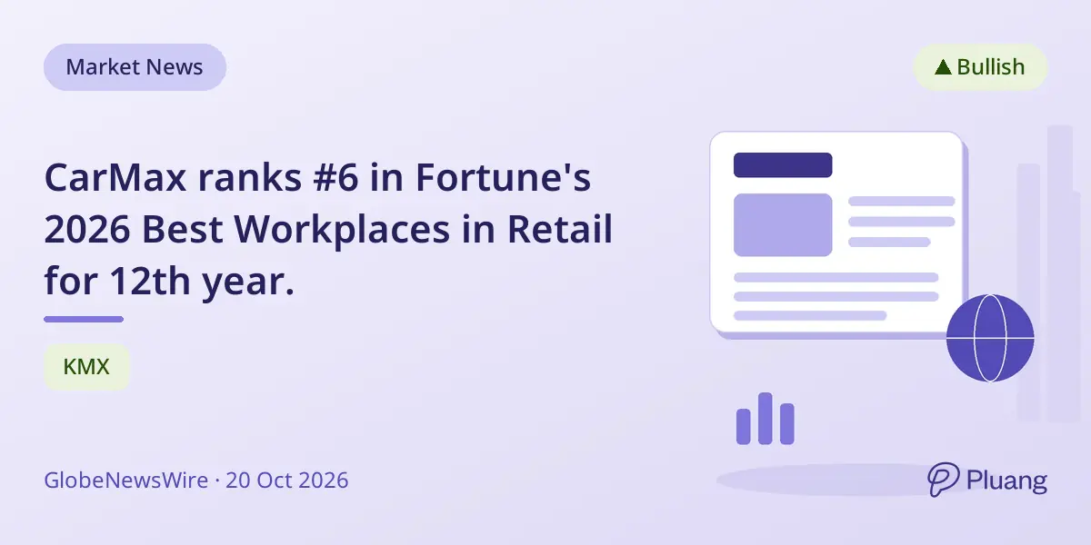 CarMax ranks #6 in Fortune's 2026 Best Workplaces in Retail for 12th year.