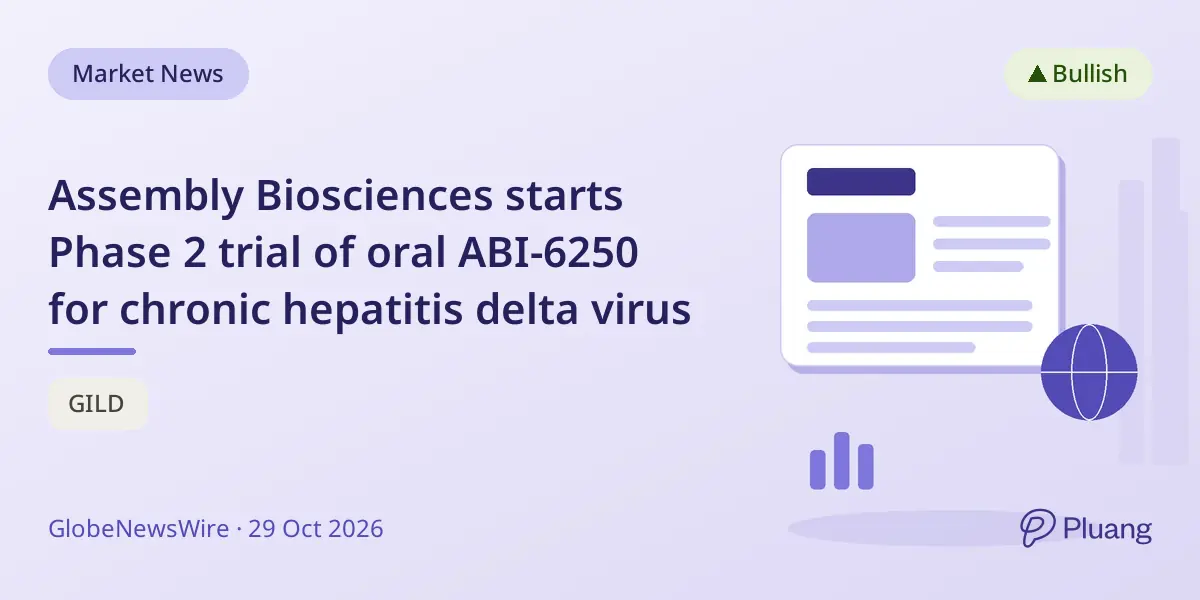 Assembly Biosciences starts Phase 2 trial of oral ABI-6250 for chronic hepatitis delta virus