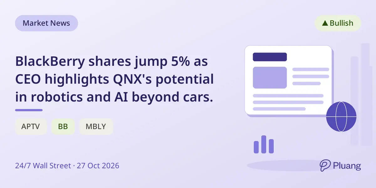 BlackBerry shares jump 5% as CEO highlights QNX's potential in robotics and AI beyond cars.