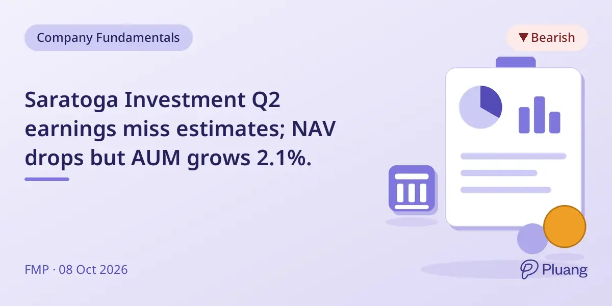 Saratoga Investment Q2 earnings miss estimates; NAV drops but AUM grows 2.1%.