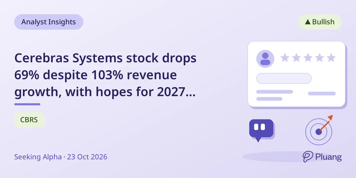 Cerebras Systems stock drops 69% despite 103% revenue growth, with hopes for 2027 sales to triple.