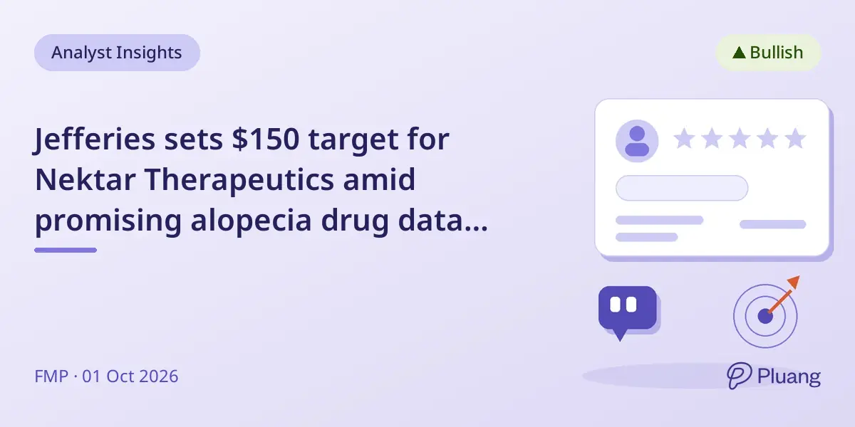 Jefferies sets $150 target for Nektar Therapeutics amid promising alopecia drug data despite stock drop.