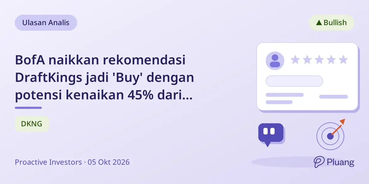 BofA naikkan rekomendasi DraftKings jadi 'Buy' dengan potensi kenaikan 45% dari pasar prediksi yang tumbuh.