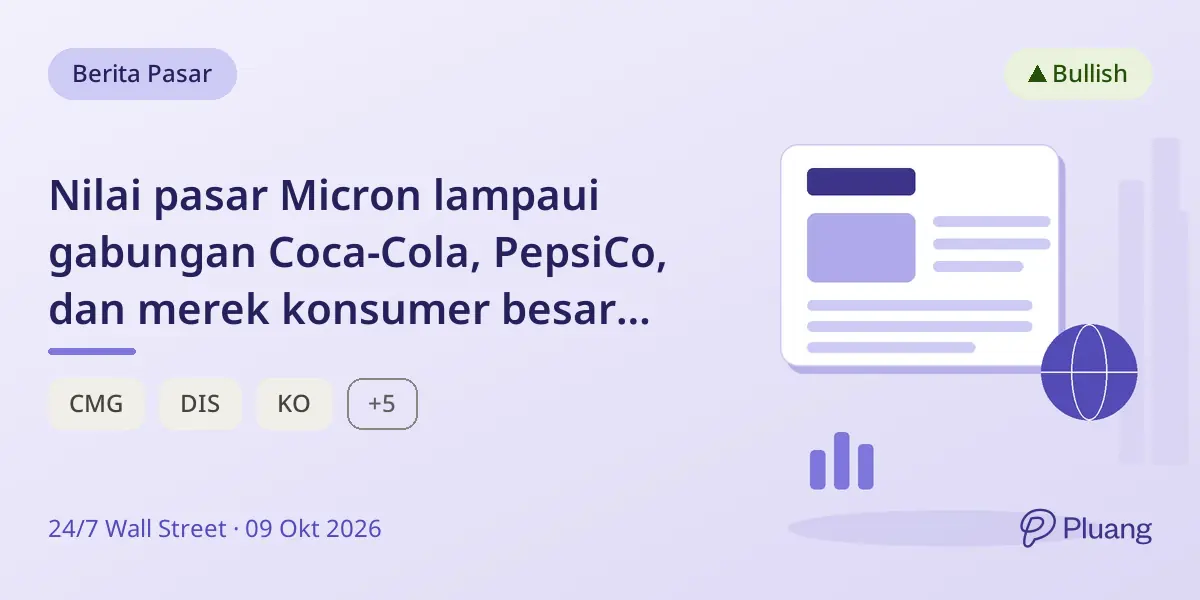 Nilai pasar Micron lampaui gabungan Coca-Cola, PepsiCo, dan merek konsumer besar lainnya.