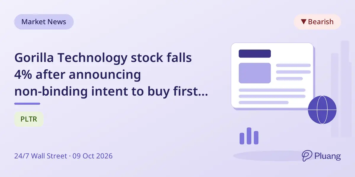 Gorilla Technology stock falls 4% after announcing non-binding intent to buy first US data center.
