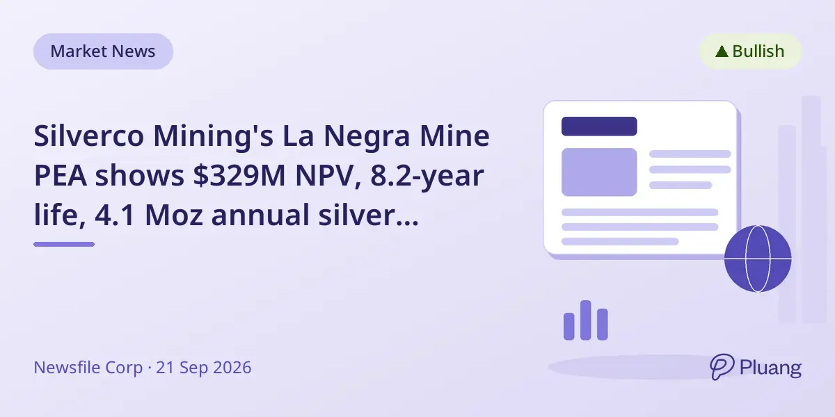 Silverco Mining's La Negra Mine PEA shows $329M NPV, 8.2-year life, 4.1 Moz annual silver production
