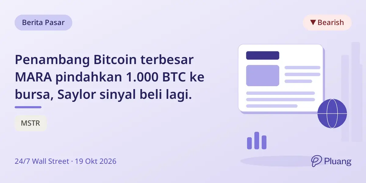 Penambang Bitcoin terbesar MARA pindahkan 1.000 BTC ke bursa, Saylor sinyal beli lagi.