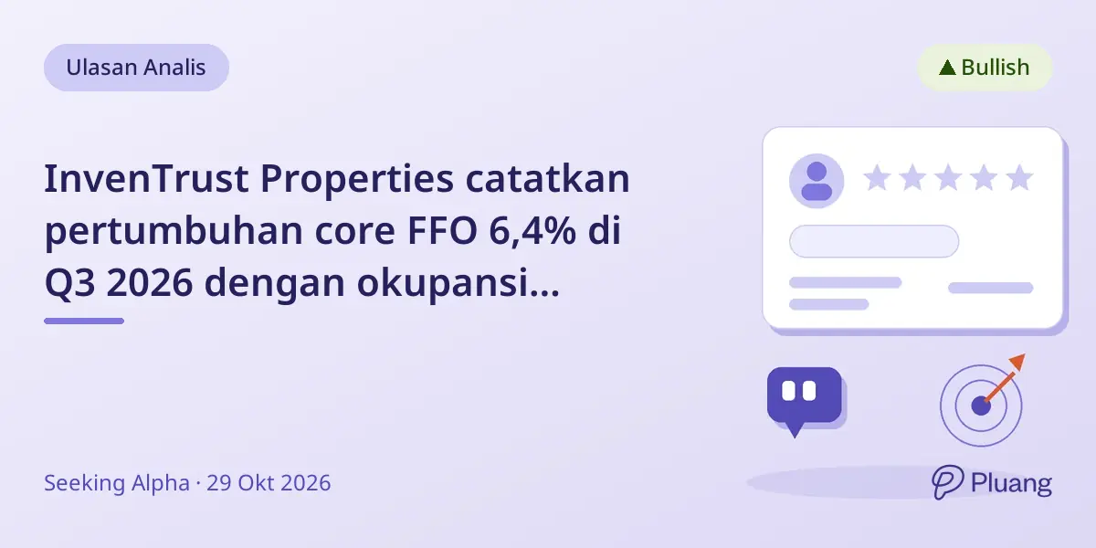 InvenTrust Properties catatkan pertumbuhan core FFO 6,4% di Q3 2026 dengan okupansi tinggi dan utang rendah.