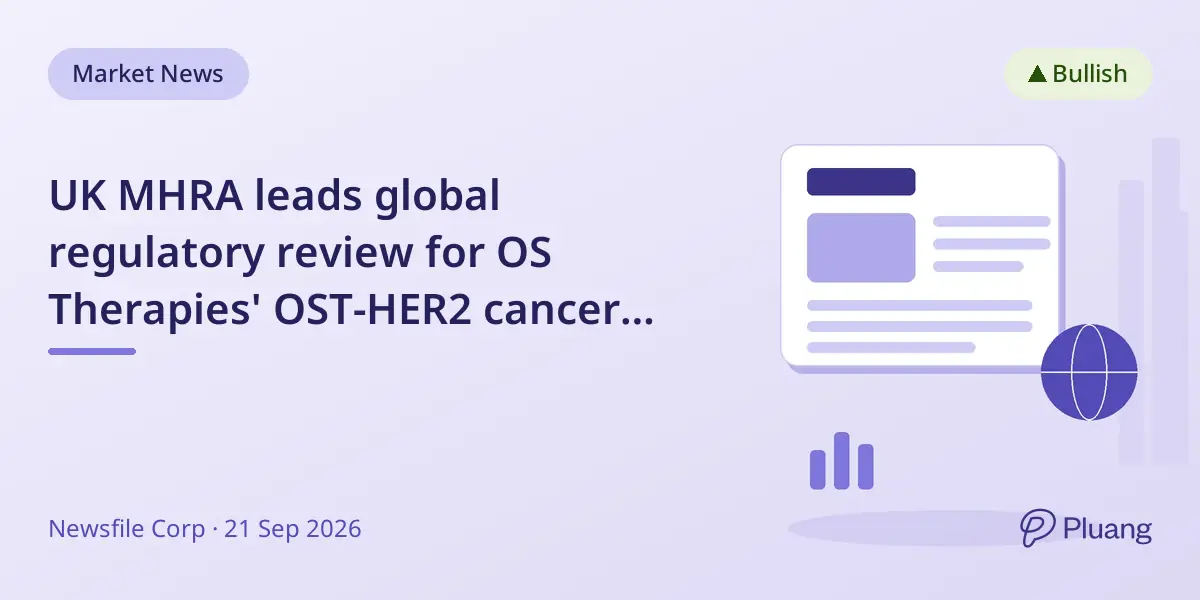 UK MHRA leads global regulatory review for OS Therapies' OST-HER2 cancer drug Phase 3 trial.