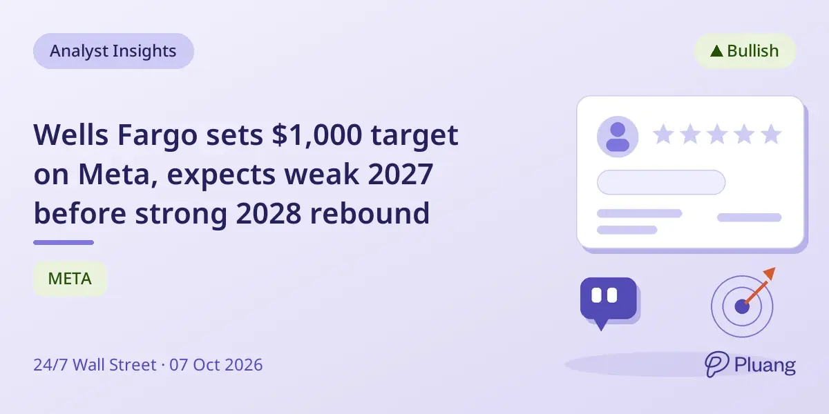 Wells Fargo sets $1,000 target on Meta, expects weak 2027 before strong 2028 rebound
