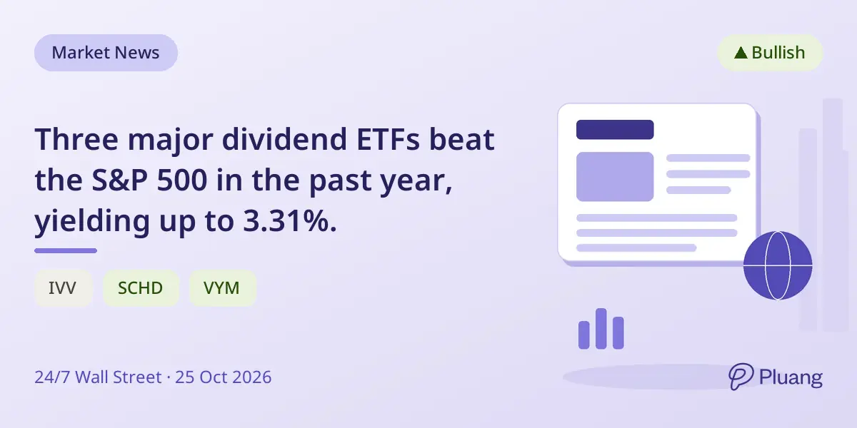 Three major dividend ETFs beat the S&P 500 in the past year, yielding up to 3.31%.