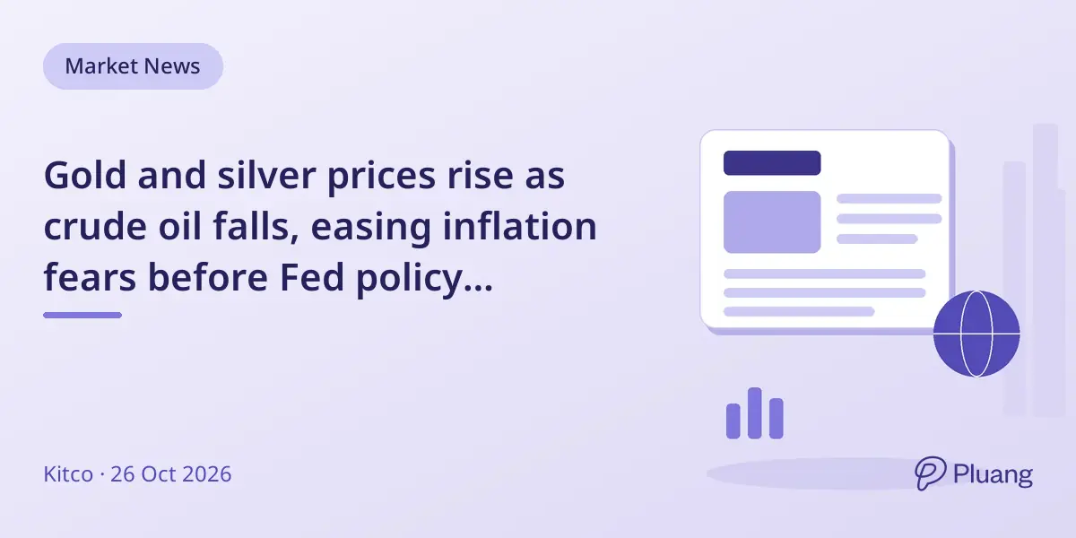 Gold and silver prices rise as crude oil falls, easing inflation fears before Fed policy decision.