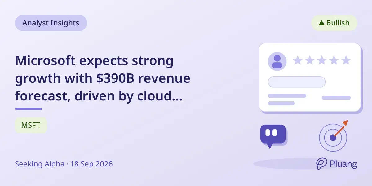 Microsoft expects strong growth with $390B revenue forecast, driven by cloud demand and enterprise ties.