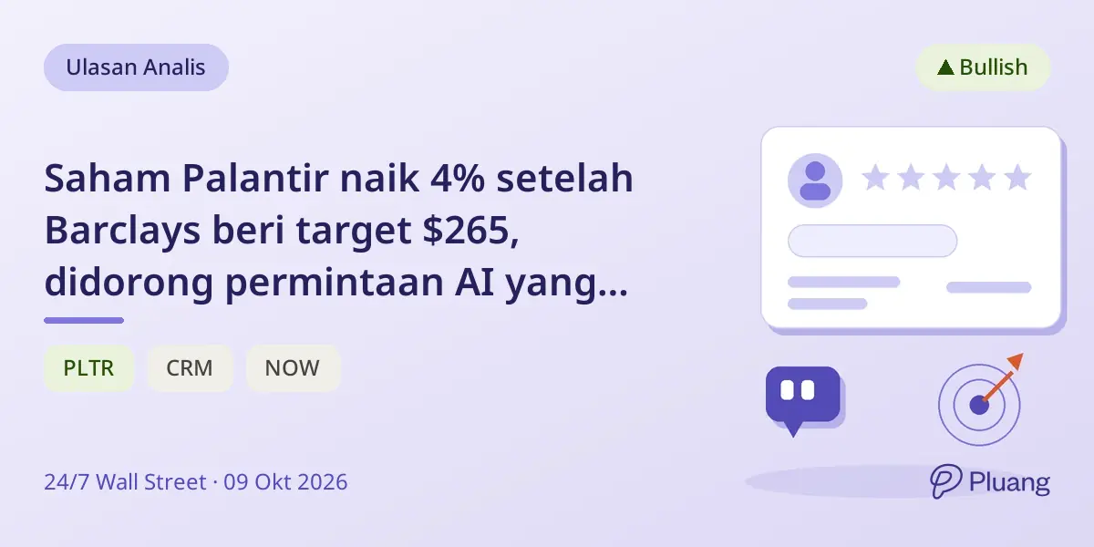 Saham Palantir naik 4% setelah Barclays beri target $265, didorong permintaan AI yang kuat.